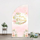 Lofaris Floral Over The Moon Pink Baby Shower Half Arch Backdrop